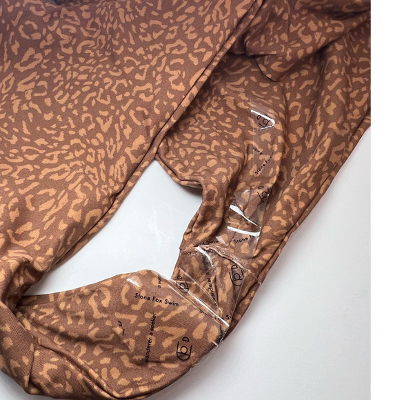 NWT Stone Fox Swim Sumatra Bikini Bottom, Wild Cat, Brown/Tan, size Medium - Picture 10 of 16